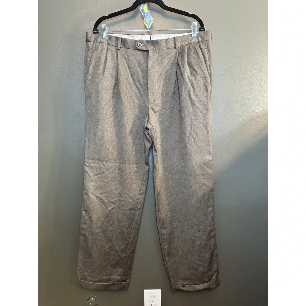 Zanella Brownish Tone Wool Dress Pants Slacks 36 Cuffed